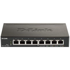 DLINK SWITCH 8PORT PoE GIGABIT LAN PORTS, PoE BUDGET 64W, EASY SMART MANAGED L2, VLAN, AUTO MDI/MDIX, METAL CASE, FANLESS, DESKTOP, 5YW