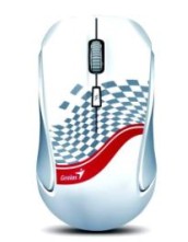 GENIUS MOUSE WIRELESS DX-6800, 2.4GHz, 1200DPI, 4-BUTTONS, ERGONOMIC, USB PICO RECEIVER STORAGE, STICK-N-GO MOUNT, TATTOO WHITE