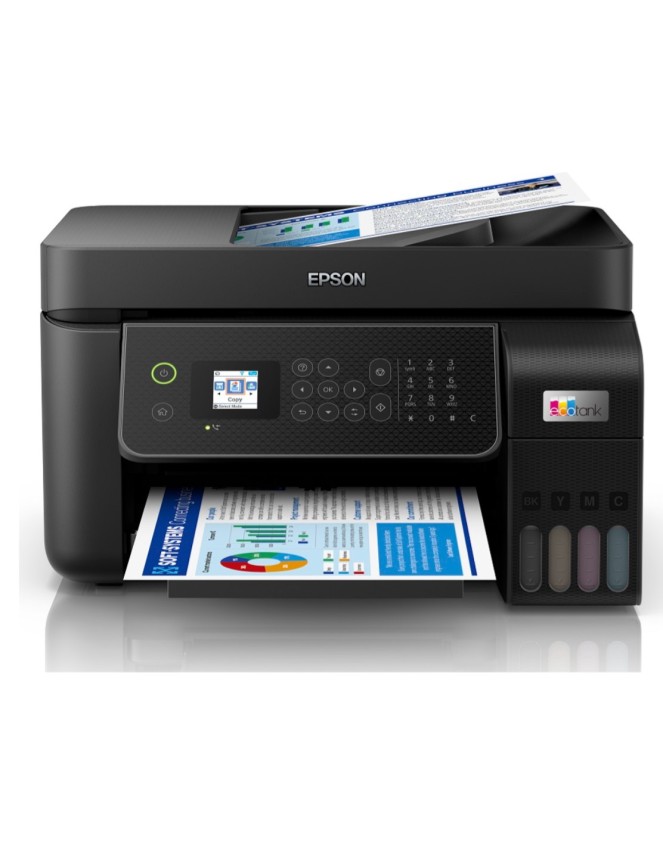 EPSON PRINTER ALL IN ONE INKJET COLOR BUSINESS ITS L5310 A4 ECO TANK, PRINT, SCAN, COPY, FAX, 10PPM(B), 5PPM(C), 5.760X1.440 DPI, ADF 30P, USB, WiFi, LAN, BLACK, 2 YEAR WARRANTY, 4 INK, KCYM AND EXTRA BLACK