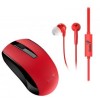 GENIUS HEADSET AND MOUSE WIRELESS MH-8100, 2.4 GHz, MOUSE: OPTICAL, 800-1600DPI, 3-BUTTONS, HEADSET / MICROPHONE, 20-20KHZ, CABLE 1.2M, 3.5MM JACK, RED
