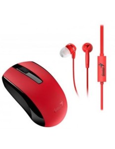 GENIUS HEADSET AND MOUSE WIRELESS MH-8100, 2.4 GHz, MOUSE: OPTICAL, 800-1600DPI, 3-BUTTONS, HEADSET / MICROPHONE, 20-20KHZ, CABLE 1.2M, 3.5MM JACK, RED