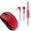 GENIUS HEADSET AND MOUSE WIRELESS MH-8100, 2.4 GHz, MOUSE: OPTICAL, 800-1600DPI, 3-BUTTONS, HEADSET / MICROPHONE, 20-20KHZ, CABLE 1.2M, 3.5MM JACK, RED