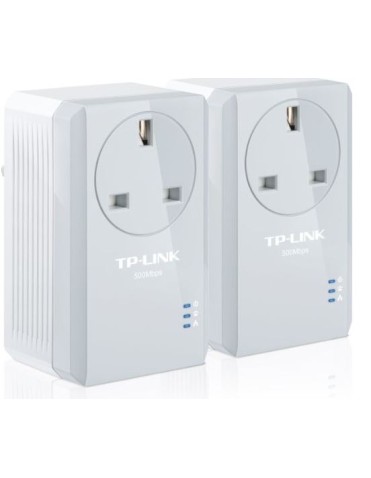 TP-LINK POWERLINE AV600, PASSTHROUGH, TWIN PACK, 1 X 10/100 PORT, 128-BIT AES ENCRYPTION, PLUG AND PLAY, UK PLUG