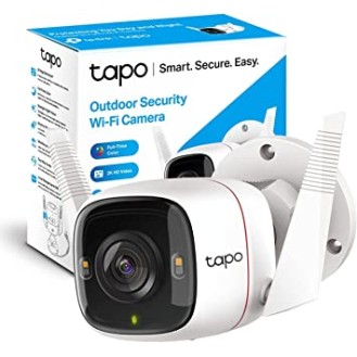 TP-LINK IP CAMERA OUTDOOR, WIRELESS 2.4GhZ, 4MP, 2 X EXTERNAL ANTENNAS, 1 X ETHERNET PORT, MOTION DETECTION AND NOTIFICATIONS, SOUND AND LIGHT ALARM, REMOTE CONTROL, TWO-WAY AUDIO, SHARING TO SOCIAL MEDIAS, VOICE CONTROL
