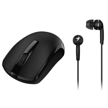 GENIUS HEADSET AND MOUSE WIRELESS MH-8100, 2.4 GHz, MOUSE: OPTICAL, 800-1600DPI, 3-BUTTONS, HEADSET: MICROPHONE, 20-20KHZ, CABLE 1.2M, 3.5MM JACK, BLACK