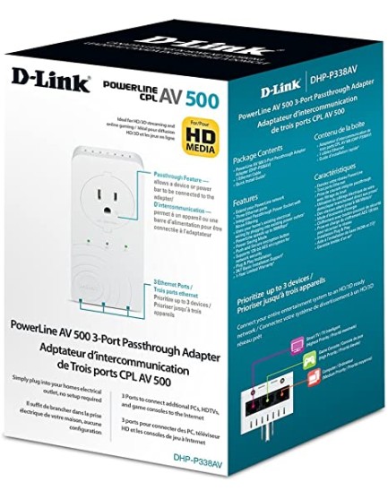 DLINK POWERLINE AV 500MBPS PASSTHROUGH ADAPTER, 3x10/100MBPS PORT UK PLUG DLINK POWERLINE AV 500MBPS PASSTHROUGH ADAPTER, 3x10/100MBPS PORT UK PLUG