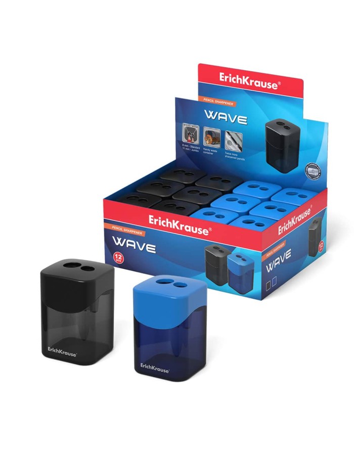 ERICHKRAUSE PLASTIC DOUBLE SHARPENER WAVE WITH CONTAINER 21835 ERICHKRAUSE PLASTIC DOUBLE SHARPENER WAVE WITH CONTAINER 21835