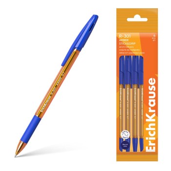 ERICHKRAUSE BALLPOINT PEN R-301 STICK&GRIP AMBER 0.7 BLUE 4PCS PACK 60999 ERICHKRAUSE BALLPOINT PEN R-301 STICK&GRIP AMBER 0.7 BLUE 4PCS PACK 60999