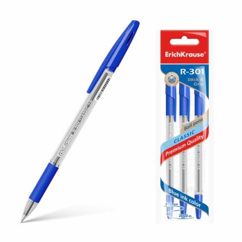 ERICHKRAUSE BALLPOINT PEN R-301 STICK&GRIP CLASSIC 1.0 BLUE 3PCS PACK 42747 ERICHKRAUSE BALLPOINT PEN R-301 STICK&GRIP CLASSIC 1.0 BLUE 3PCS PACK 42747