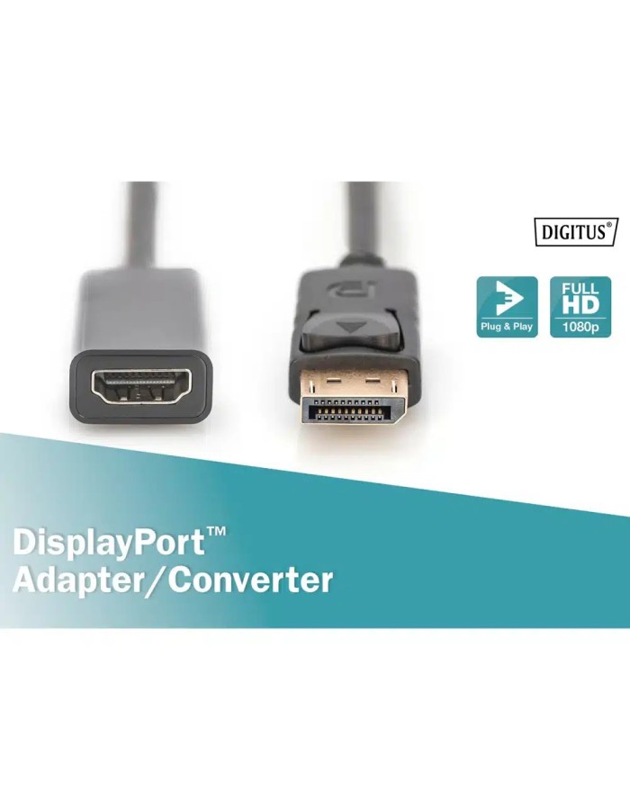 DIGITUS DisplayPort (M) to HDMI (F) 15cm Black DB-340400-001-S