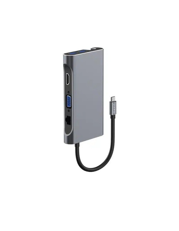 HAVIT TYPE-C+ HDMI 4K +VGA HD1080 +RJ45 +3 USB 3.1 +PD 100W HB4001