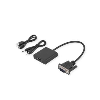 VALUE VGA TO HDMI ADAPTER (+AUDIO) M/F 0,23M BLACK VALUE VGA TO HDMI ADAPTER (+AUDIO) M/F 0,23M BLACK