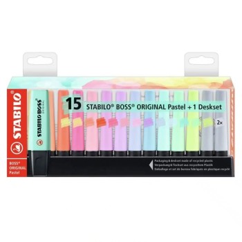 STABILO BOSS HIGHLIGHTERS SET OF 15PCS PASTEL STG7015-02-5 STABILO BOSS HIGHLIGHTERS SET OF 15PCS PASTEL STG7015-02-5