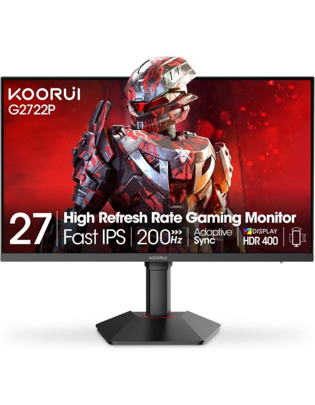 KOORUI GAMING MONITOR 27"  QHD 2K IPS  200Hz HEIGHT ADJUSTABLE 1MS 2X HDMI &amp; DP  3YW  G2722P