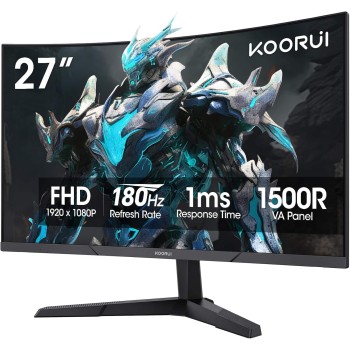 KOORUI GAMING CURVED (1500R)  MONITOR 27"  FHD VA 180Hz 1MS HDMIX 2 &amp; DP  1.2   3YW  27E6CA
